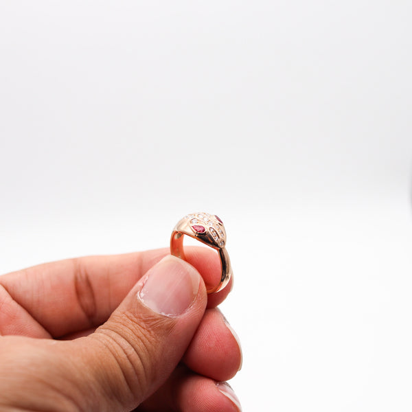 BVLGARI Roma Serpenti Ring In 18Kt Rose Gold With VVS Diamonds