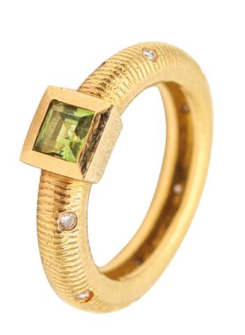 PAUL MORELLI Ring-Band In 18Kt Gold With Diamonds & Vivid Green Peridot