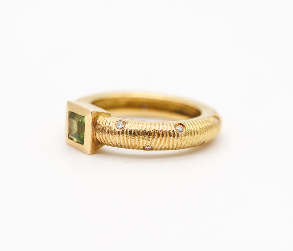 PAUL MORELLI Ring-Band In 18Kt Gold With Diamonds & Vivid Green Peridot