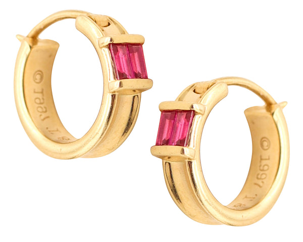 TIFFANY & CO. Hoops Earrings In 18Kt Yellow Gold With Vivid Red Rubies