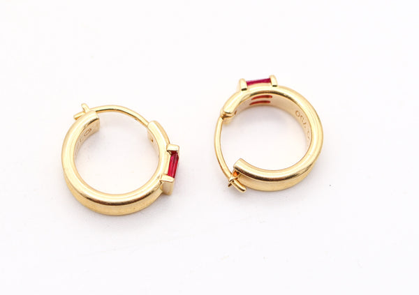 TIFFANY & CO. Hoops Earrings In 18Kt Yellow Gold With Vivid Red Rubies