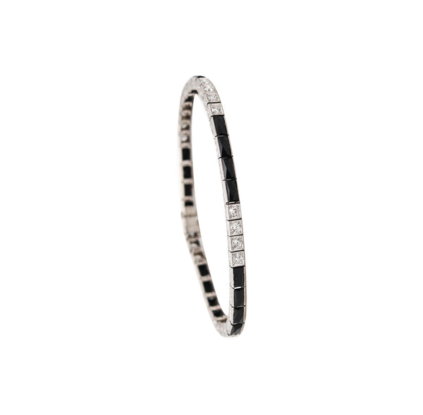 J.B. CALDWELL 1925 Bracelet In Platinum With 9.60 Ctw In Diamonds And Onyx