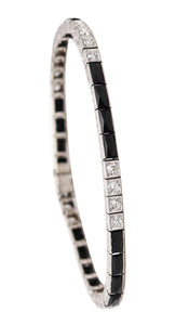 J.B. CALDWELL 1925 Bracelet In Platinum With 9.60 Ctw In Diamonds And Onyx