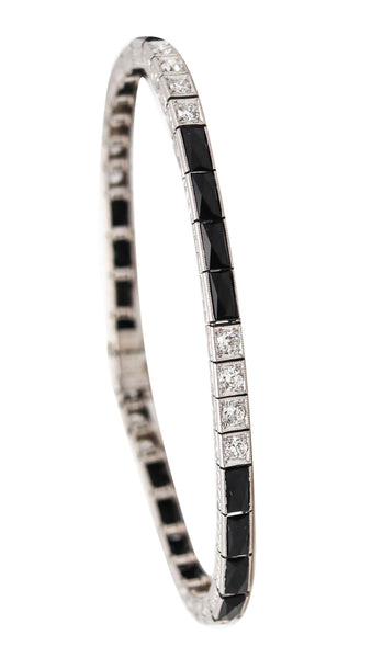 J.B. CALDWELL 1925 Bracelet In Platinum With 9.60 Ctw In Diamonds And Onyx