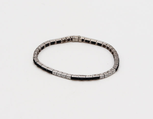 J.B. CALDWELL 1925 Bracelet In Platinum With 9.60 Ctw In Diamonds And Onyx