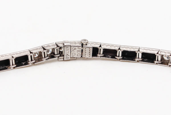 J.B. CALDWELL 1925 Bracelet In Platinum With 9.60 Ctw In Diamonds And Onyx