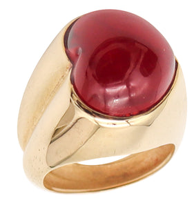 HEART SHAPED 1970 Cocktail Ring In 18Kt Yellow Gold With 9.56 Cts Rubellite