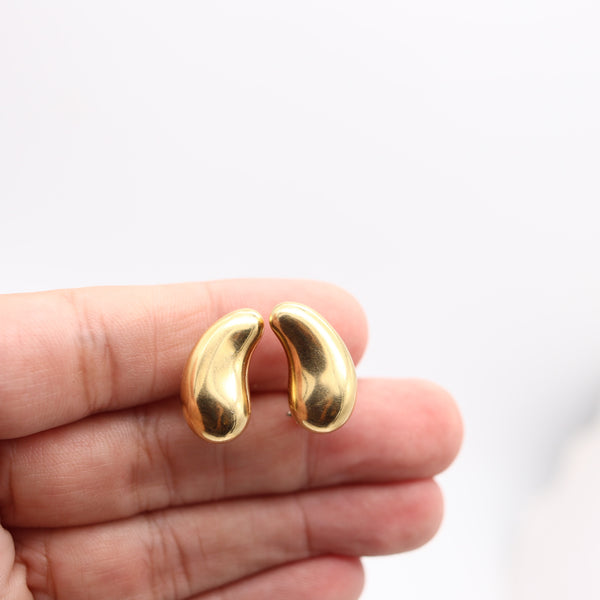 TIFFANY & CO. 1980 Elsa Peretti Tear Drops Clips-On Earrings In 18Kt Yellow Gold