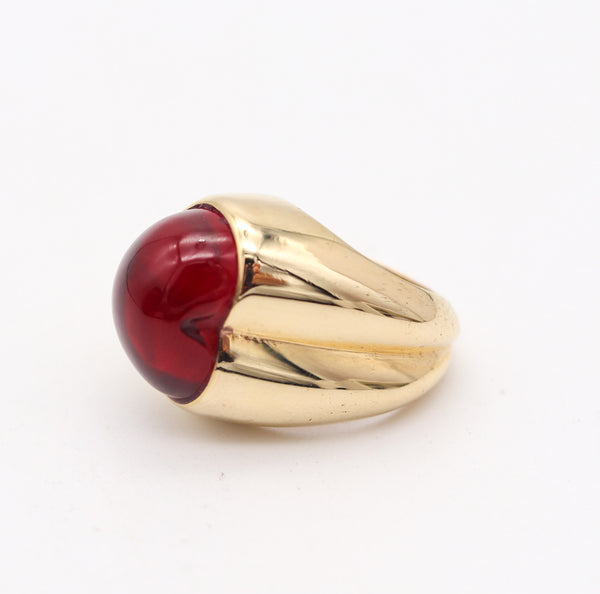 HEART SHAPED 1970 Cocktail Ring In 18Kt Yellow Gold With 9.56 Cts Rubellite