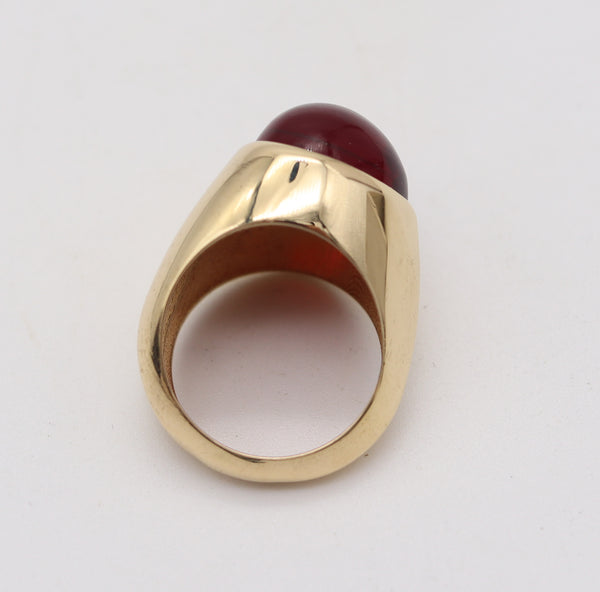 HEART SHAPED 1970 Cocktail Ring In 18Kt Yellow Gold With 9.56 Cts Rubellite