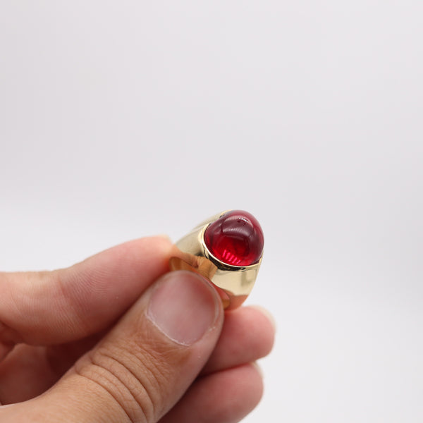 HEART SHAPED 1970 Cocktail Ring In 18Kt Yellow Gold With 9.56 Cts Rubellite