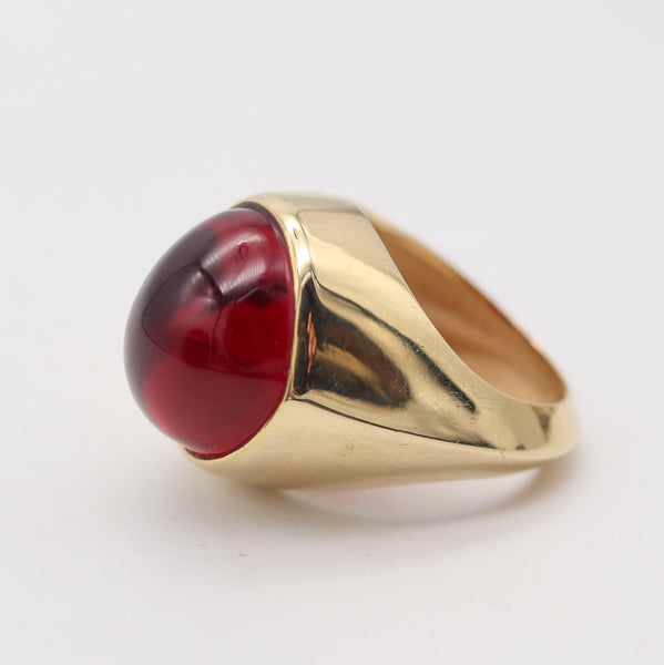 HEART SHAPED 1970 Cocktail Ring In 18Kt Yellow Gold With 9.56 Cts Rubellite