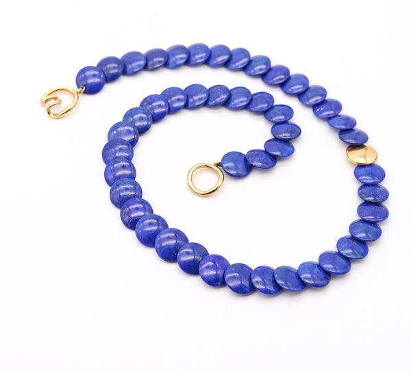TIFFANY & CO. 1980 Angela Cummings Lapis Lazuli Lentil Necklace In 18Kt Gold