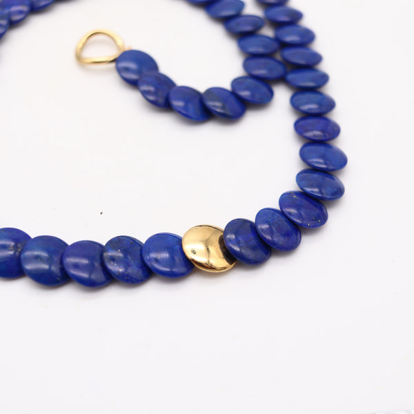TIFFANY & CO. 1980 Angela Cummings Lapis Lazuli Lentil Necklace In 18Kt Gold