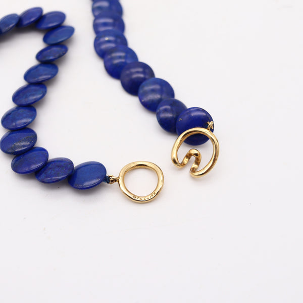 TIFFANY & CO. 1980 Angela Cummings Lapis Lazuli Lentil Necklace In 18Kt Gold