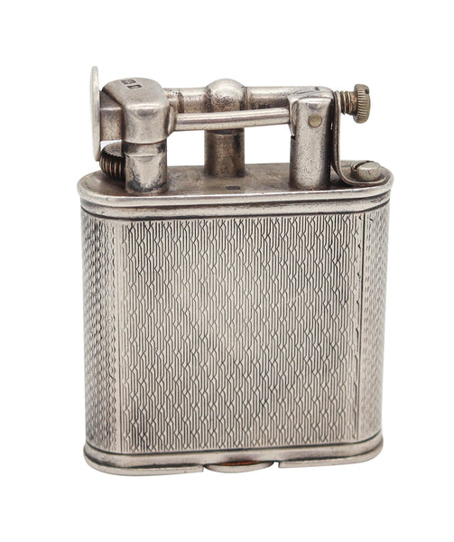 DUNHILL London 1926 Lift Arm Deco Pipe-Tamper B-Size Pocket Lighter In .925 Sterling Silver