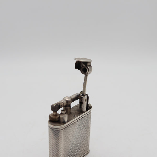DUNHILL London 1926 Lift Arm Deco Pipe-Tamper B-Size Pocket Lighter In .925 Sterling Silver