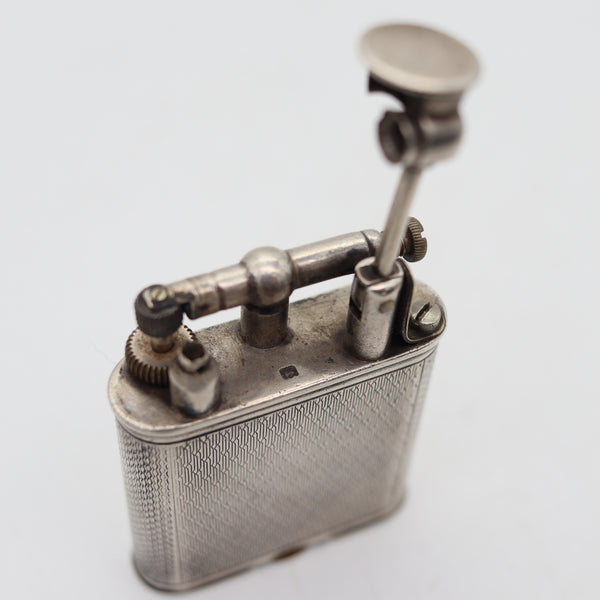 DUNHILL London 1926 Lift Arm Deco Pipe-Tamper B-Size Pocket Lighter In .925 Sterling Silver