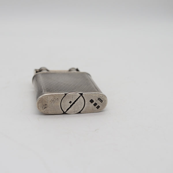 DUNHILL London 1926 Lift Arm Deco Pipe-Tamper B-Size Pocket Lighter In .925 Sterling Silver