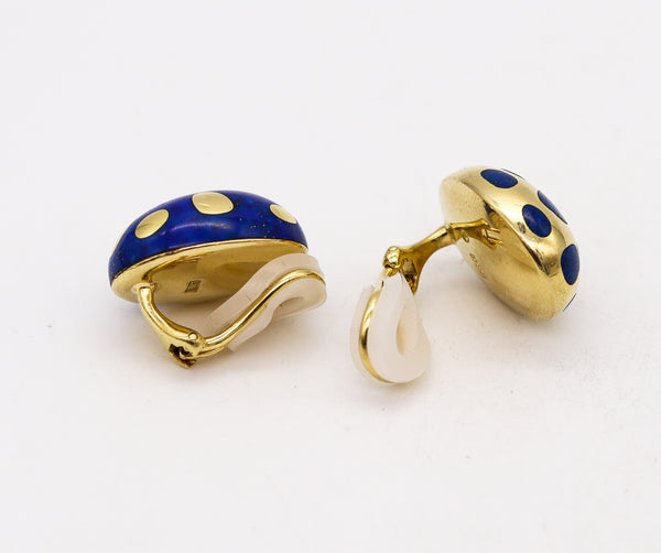 TIFFANY & CO. 1977 By Angela Cummings Polka Earrings In 18Kt Yellow Gold & Blue Lapis