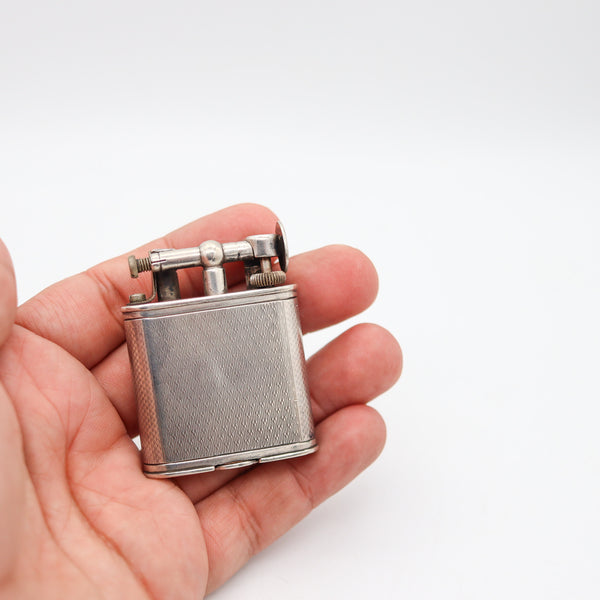 DUNHILL London 1926 Lift Arm Deco Pipe-Tamper B-Size Pocket Lighter In .925 Sterling Silver