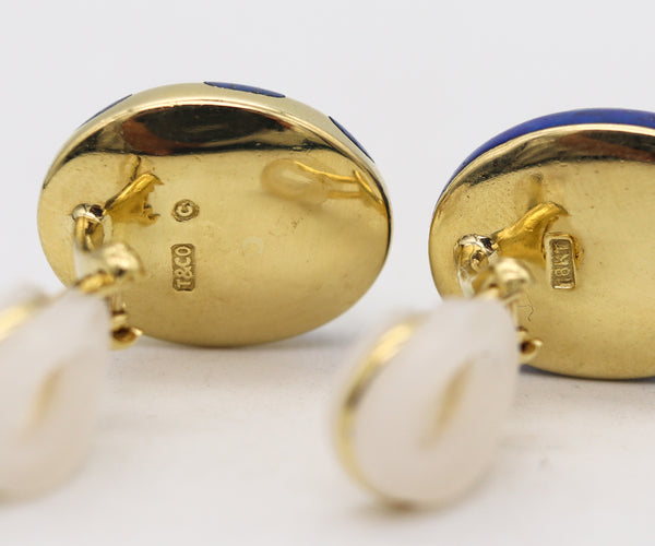TIFFANY & CO. 1977 By Angela Cummings Polka Earrings In 18Kt Yellow Gold & Blue Lapis