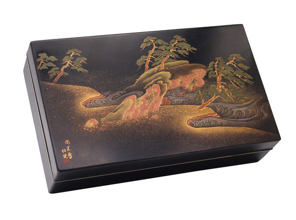 JAPANESE 1900 Meiji Period Rare Namiki Desk Rectangular Box In Gilt Metal & Cedar