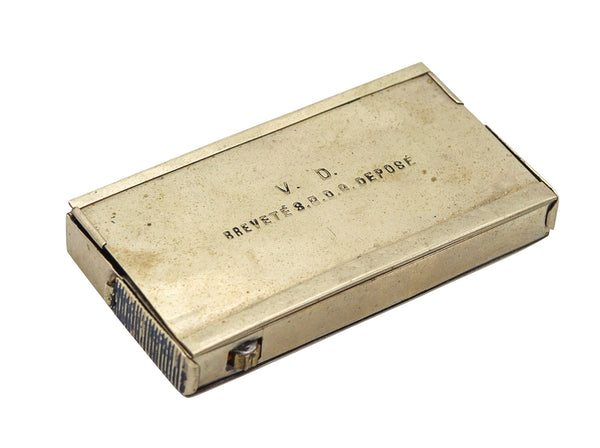 FRENCH 1920 Art-Deco Industrialism Fusee Striker-Lighter Mechanical Box In Plated Bronze