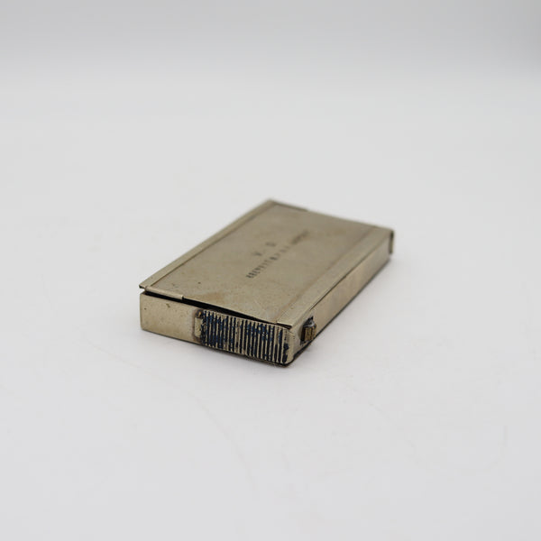 FRENCH 1920 Art-Deco Industrialism Fusee Striker-Lighter Mechanical Box In Plated Bronze