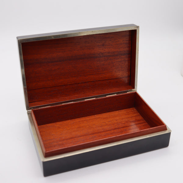 JAPANESE 1900 Meiji Period Rare Namiki Desk Rectangular Box In Gilt Metal & Cedar