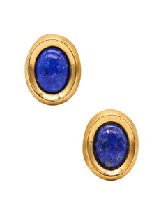 ANGELA CUMMINGS 1988 Clips-On Earrings In 18Kt Yellow Gold With Lapis Lazuli