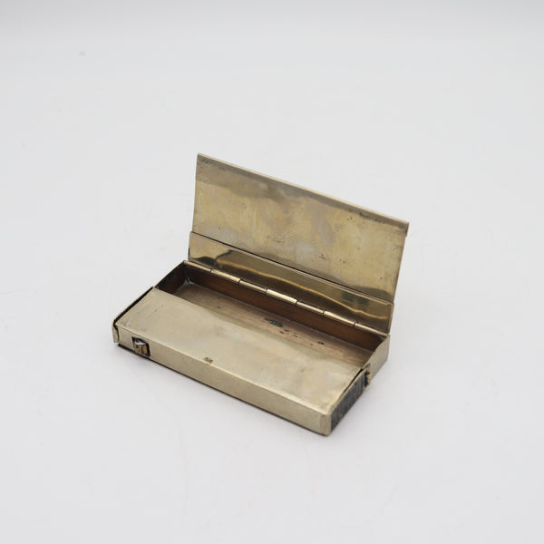 FRENCH 1920 Art-Deco Industrialism Fusee Striker-Lighter Mechanical Box In Plated Bronze