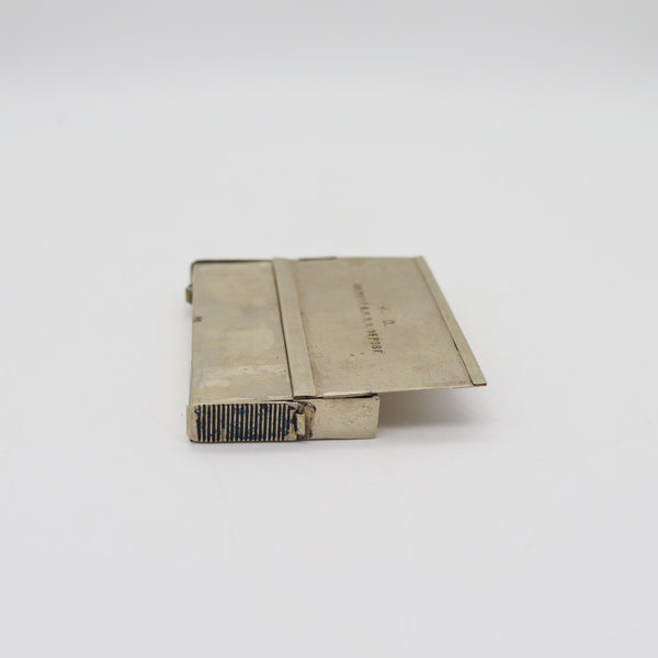 FRENCH 1920 Art-Deco Industrialism Fusee Striker-Lighter Mechanical Box In Plated Bronze