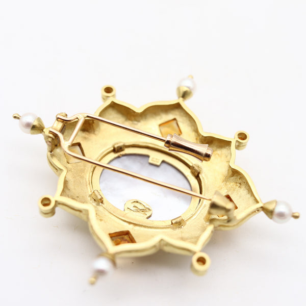 ELIZABETH LOCKE Byzantine Revival Brooch In Hammered Solid 18Kt Yellow Gold