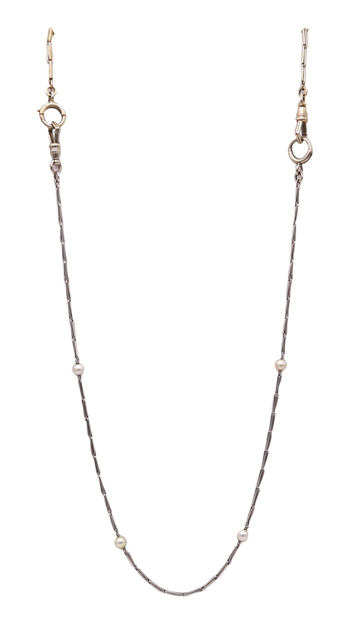 -Jacques Kreisler & Co 1920 Necklace In Platinum And 18Kt White Gold With Pearls