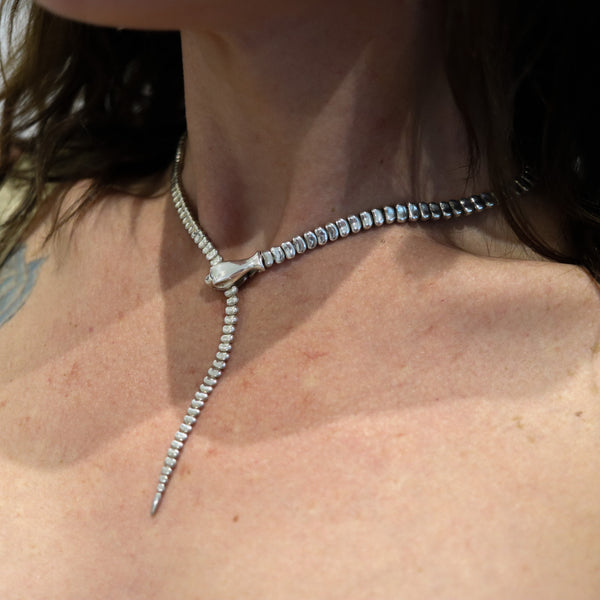 TIFFANY & CO. Elsa Peretti Sculptural Snake Necklace In .925 Sterling Silver