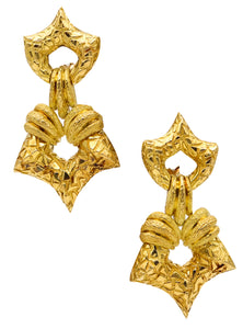 HENRY DUNAY New York Door Knockers Drop Earrings In 18Kt Yellow Gold