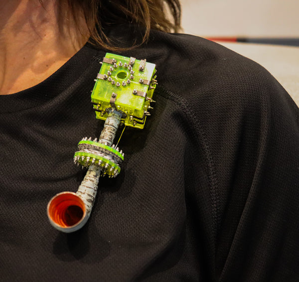 CHRISTIAN QUICENO 2016-17 Conceptual Machine Protest Brooch In Recycled Materials