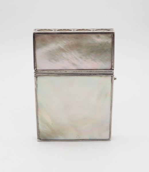 VERGER FRERES 1905 Paris Edwardian Card Case Box In Sterling And White Nacre