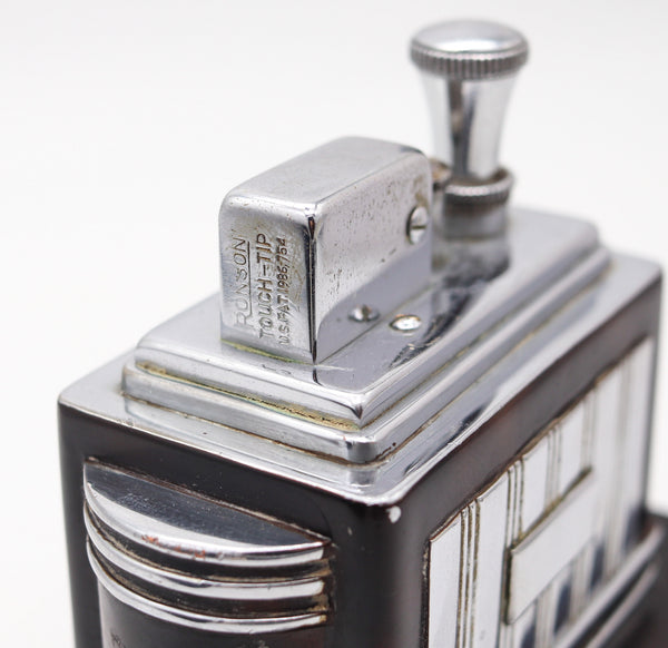 RONSON 1938 Art Deco Machine Age Lacquered Deluxe Classic Touch Tip Lighter