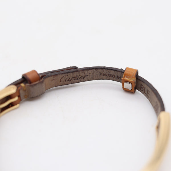 CARTIER Paris 1978 Vintage Love Leather Buckle Belt Bracelet In 18Kt Yellow Gold