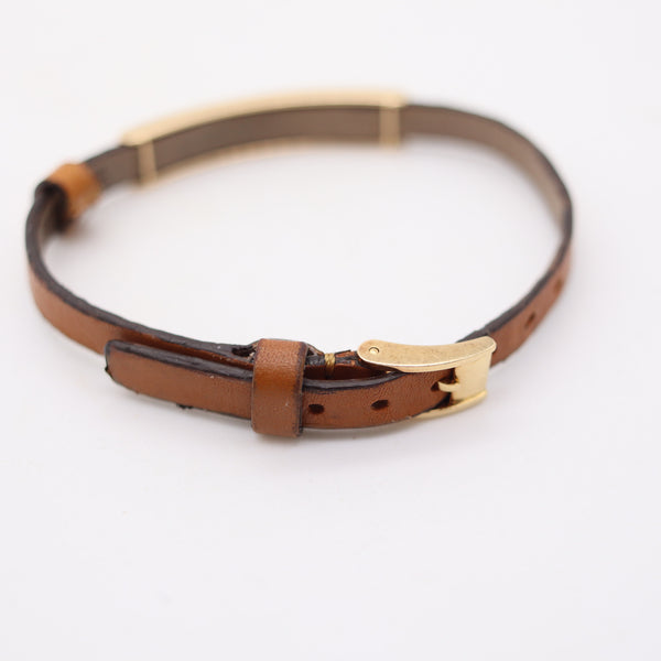 CARTIER Paris 1978 Vintage Love Leather Buckle Belt Bracelet In 18Kt Yellow Gold