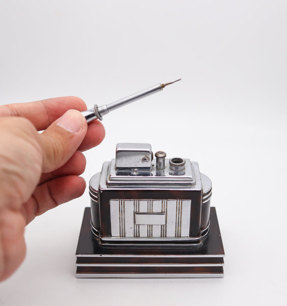 RONSON 1938 Art Deco Machine Age Lacquered Deluxe Classic Touch Tip Lighter