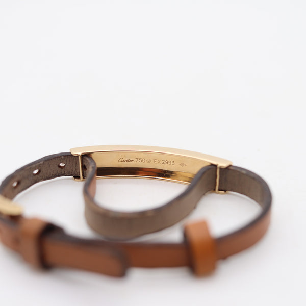 CARTIER Paris 1978 Vintage Love Leather Buckle Belt Bracelet In 18Kt Yellow Gold