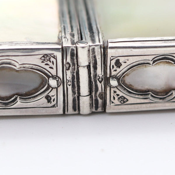 VERGER FRERES 1905 Paris Edwardian Card Case Box In Sterling And White Nacre
