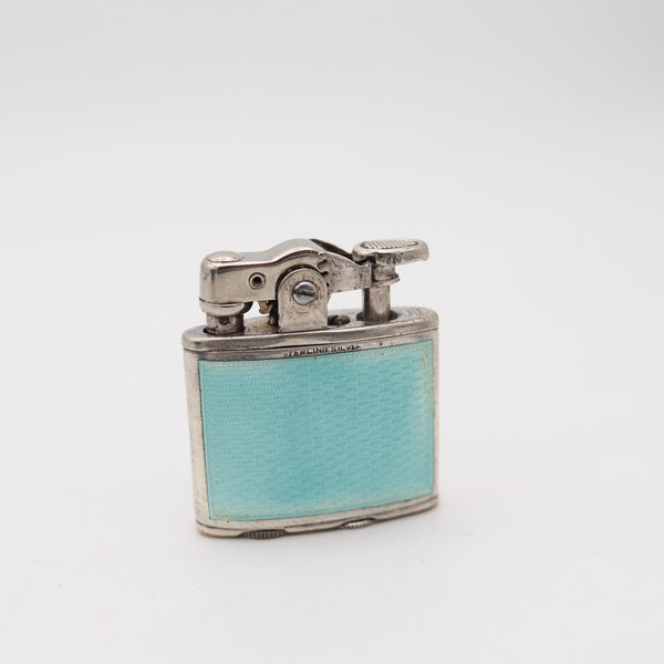 RONSON 1928 First Model Enameled Junior Petrol Lighter In .925 Sterling Silver