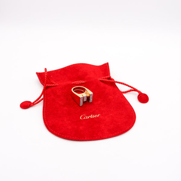 -Cartier 1970 Geometric Cocktail Ring In 18Kt Yellow Gold With 1.60 Ctw In Diamonds