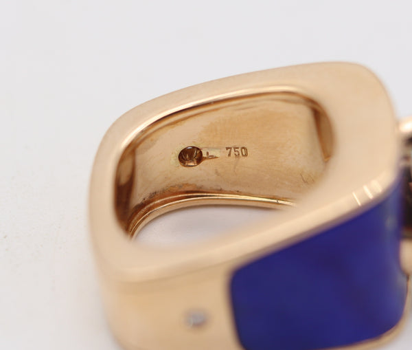 PAUL BINDER 1970 Swiss Cocktail Ring In 18Kt Yellow Gold With Lapis & Aquamarine