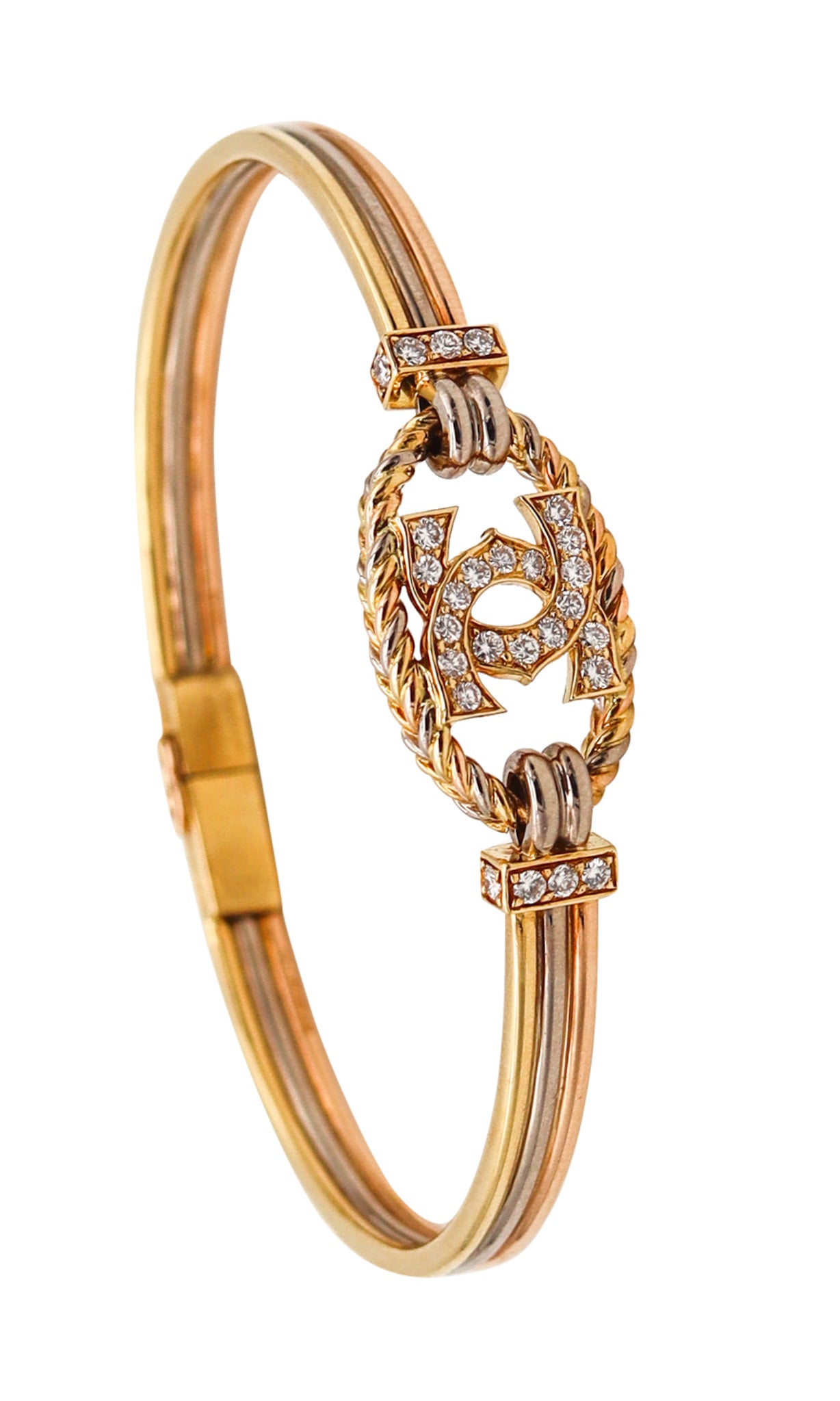-Cartier London Vintage Trinity Bangle Bracelet In 18Kt Gold With VS Diamonds