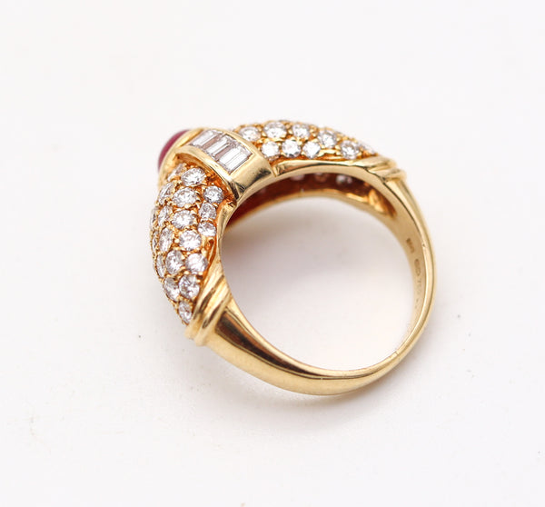 CARTIER Paris Cocktail Ring In 18Kt Gold With 1.76 Cts In Diamonds & Burma Ruby